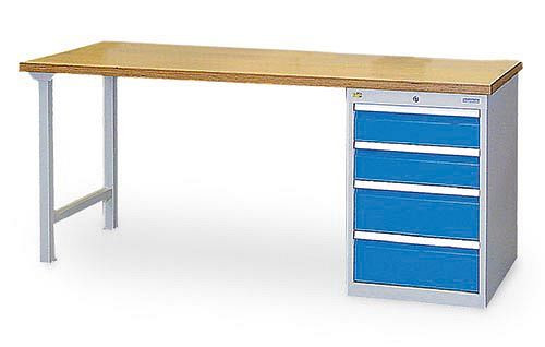 Bedrunka + Hirth serie werkbank, met ladeblok, met 4 lades, verschillende paneelhoogtes, 03.20.580.4VA