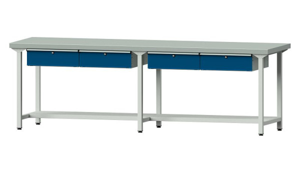 ANKE werkbanken werktafel, model 195, 2800 x 800 x 900 mm, RAL 7035/5010, ZBP 50 mm, 401.495