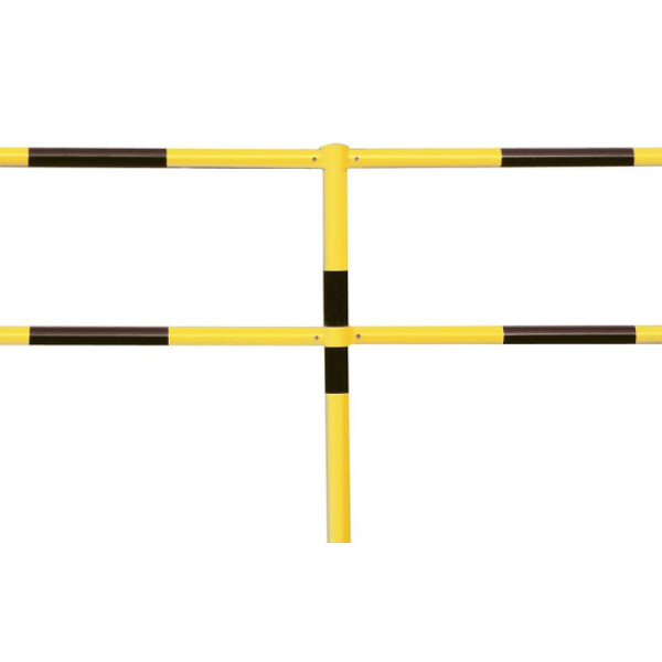 Stone HGS systeemrailing -Mountain-, paal Ø 60 mm, met platte kop, totale lengte 1330mm, voor inzetting in beton, kleur: zwart/geel, 11807