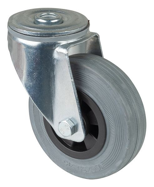 BS-rollen transportrol, wielbreedte 30 mm, wiel-Ø 100 mm, draagvermogen 70 kg, grijs rubberen loopvlak, rollager, VE = 2 stuks, L101.B46.100