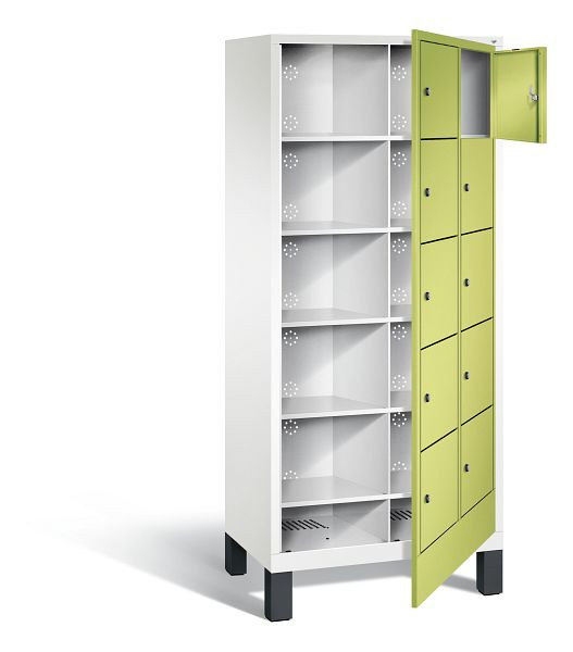 C+P wasverzamelkast Evolo, H1850xW810xD500mm, kleur: verkeerswit / virid green, 48060-205 S10232