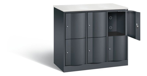 C+P lockerkast Resisto, H1077xB1148xD540mm, kleur: zwart-grijs, 8472-372 S10137