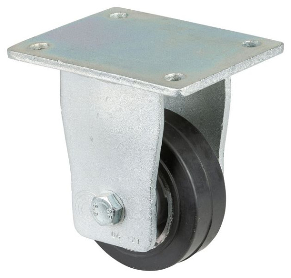 BS Rollen Zwaarlastwiel, bokwiel, wielbreedte 40 mm, wiel-Ø 100 mm, draagvermogen 150 kg, zwarte elastische banden, aluminium, kogellagers, RR110.B80.101