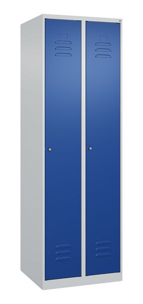 C+P luierkluis Classic PLUS met middenwand, 2 vakken, 1850x600x500mm, 7035/5010, cilindersloten, 080000-20F S10021