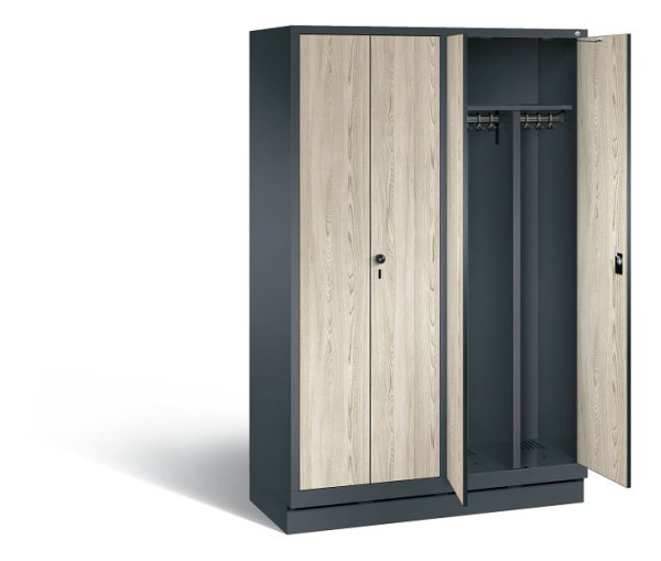 C+P zwart wit kastje Evolo, H1800xB1190xD500mm, kleur: antracietgrijs / decor Sen ash, 48022-40 S10295
