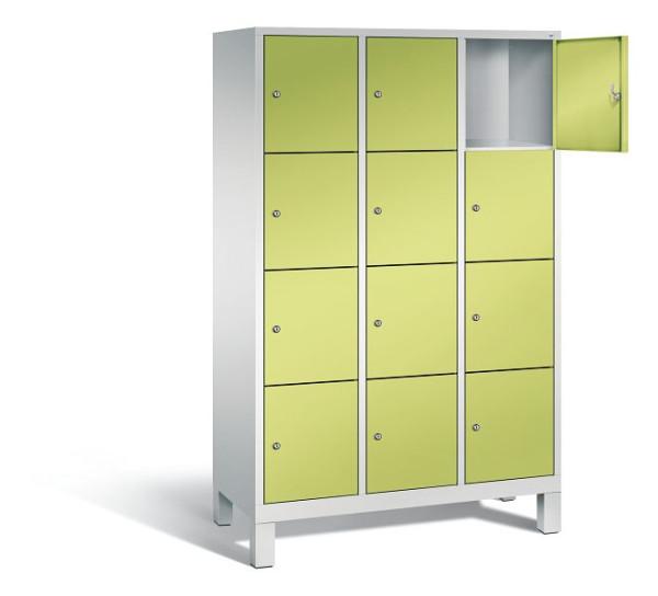 C+P lockerkast Evolo, H1850xB1200xD500mm, kleur: lichtgrijs / virid groen, 48010-324 S10138
