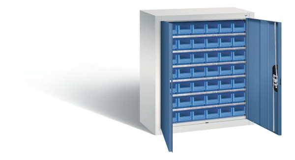C+P tijdschriftenkast serie 13, H830xB700xD300mm, kleur: lichtgrijs / verre blauw, verzonken handgreep, 134013-21 S10053