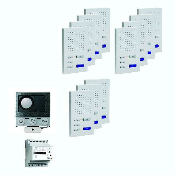 TCS audio:pack installatie voor 11 woonunits, met ingebouwde speaker ASI12000 + 11x handsfree speaker ISW3030 + control unit BVS20, PAIF110/004