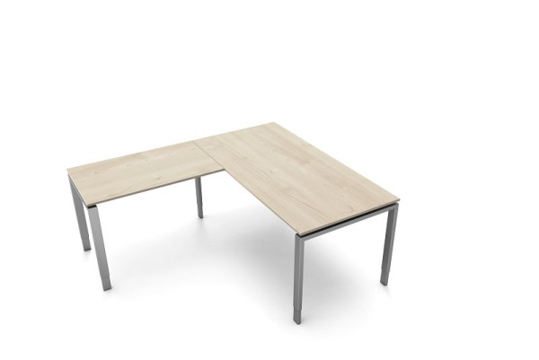 Kerkmann bureau, B 1600 x D 800 x H 680-820 mm met aanschuiftafel, vorm 5, kleur: esdoorn, 11414850