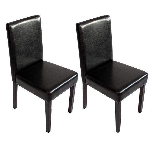 Mendler set van 2 eetkamerstoelen stoel keukenstoel Littau, kunstleer, zwart, donkere poten, 9818