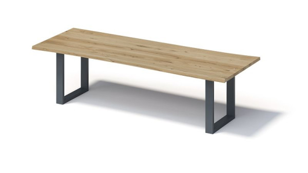 Bisley Fortis tafel naturel, 2800 x 1000 mm, natuurlijke boomrand, geolied oppervlak, O-frame, oppervlak: naturel / frame: antracietgrijs, FN2810OP334