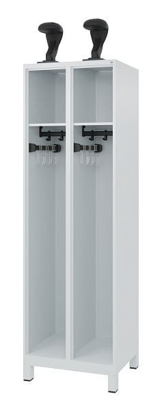 C+P Evolo brandweerkast, model EXPERT, 2 compartimenten, H1850B600T500 mm, lichtgrijs, voeten, 0491015-20 S10006