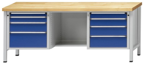 ANKE kastwerkbank 2000x700mm; Links 4 laden 60,90, 150,240 mm Rechts 4 laden 90, 120, 150, 180 mm, model 327 V
