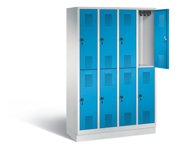 C+P locker dubbeldekker Evolo, H1800xB1190xD500mm, kleur: lichtgrijs/lichtblauw, 48320-40 S10224
