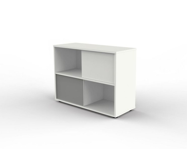 Kerkmann schuifdeurkast met omkeerbare deuren in halve vakbreedte, fris, B 1000 x D 400 x H 750 mm, wit/grafiet, 13446410