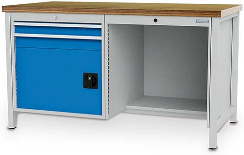 Bedrunka + Hirth box werkbank, R 24-24, aantal lades: 2, aantal dubbele deuren: 1, afmetingen in mm (BxDxH): 1500 x 750 x 859, 03.15.022V