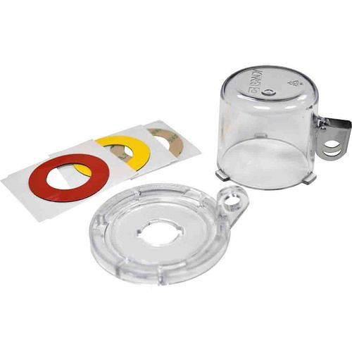 DENIOS drukknopslot, transparant, H 49,60 x ∅: 73,80 mm, knopgrootte 16 mm, 312019