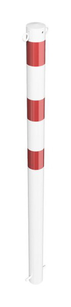 Schake afzetpaal stalen buis Ø 76 x 2,6 mm stationair, thermisch verzinkt / wit gecoat voor bevestiging in beton, 2 ogen, 476B/2