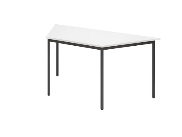 Hammerbacher vergadertafel Trapez VT16, 160 x 69 cm, blad: wit, vierpootsonderstel zwart, vierkante buis 2,5cm, werkhoogte 72 cm, VVT16/W/D