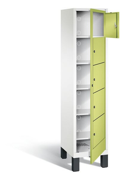 C+P wasverzamelkast Evolo, H1850xB420xD500mm, kleur: verkeerswit / virid green, 48060-105 S10145