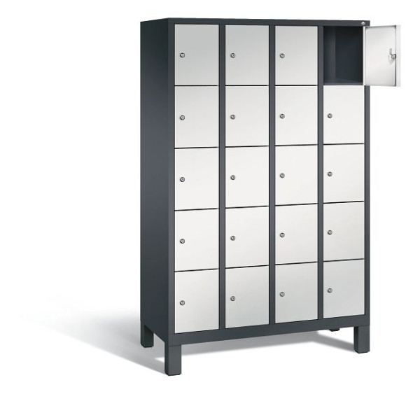 C+P lockerkast Evolo, H1850xW1190xD500mm, kleur: zwartgrijs/lichtgrijs, 48010-405 S10059