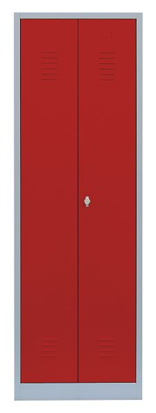 Lüllmann stalen kledingkast/garderobe, 1800 x 600 x 500 mm, lichtgrijs/vuurrood, 510424