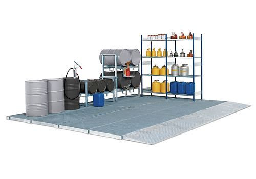 DENIOS Bodenelement classic-line, verzinkt, Gitterrost, Radlast 450 kg, 1362 x 1362 x 78 mm, 115128