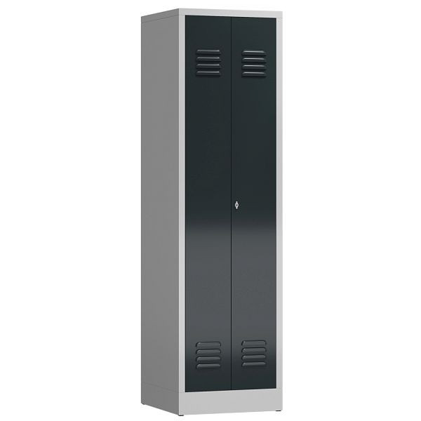 Lüllmann ClassiX multifunctionele locker, 2 compartimenten, 1800 x 500 x 500 mm, lichtgrijs/antracietgrijs, X-510708
