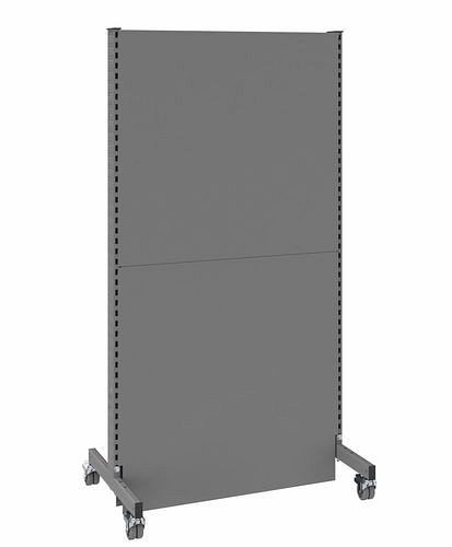 DENIOS mobiele akoestische scheidingswand, basisveld, B 1000, H 2000 mm, tweezijdige akoestische geperforeerde plaat, grijs, 293069