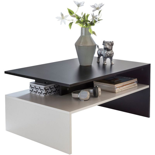 Wohnling MURPHY woonkamertafel 90 x 43 x 60 cm met plank hout zwart/wit, WL5.282