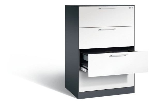 C+P hangarchiefkast Asisto, H1310xB800xD600mm, kleur: zwartgrijs/verkeerswit, beugelgreep, 146223-412 S10482
