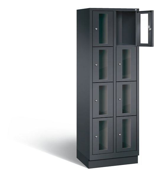 C+P lockerkast Classic, H1800xB610xD500mm, kleur: zwart-grijs, 8020A204 S10015