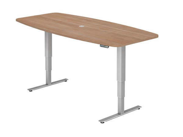 Hammerbacher vergadertafel met geheugenschakelaar, walnoot, tonvormig, incl. 1 kabeluitgang 8 cm, VXDSM22/N/S