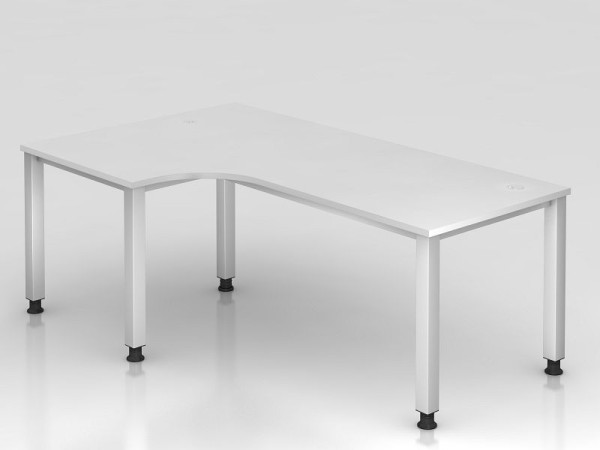 Hammerbacher hoektafel 4-poots vierkant 200x120cm 90° wit, hoekvorm 90°, links of rechts te monteren, VQS82/W/S