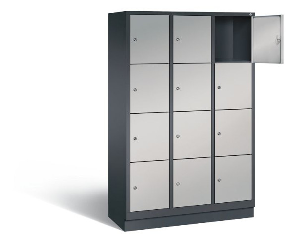 C+P lockerkast Evolo, H1800xB1200xD500mm, kleur: zwart-grijs/wit aluminium, 48020-324 S10218