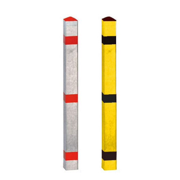 Stone HGS afzetpaal -Acero-, voor deuvels, (basisplaat 200x200mm), geel gecoat met 3 zwarte reflecterende strips, paal: 70x70, 19824-sg