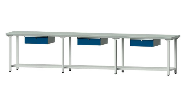ANKE werkbanken werktafel, model 103, 4050 x 700 x 900 mm, RAL 7035/5010, ZBP 50 mm, 400.547