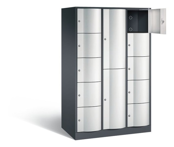 C+P combinatie lockerkast Resisto, H1950xB1148xD640mm, kleur: zwartgrijs/lichtgrijs, 8070-3731 S10006