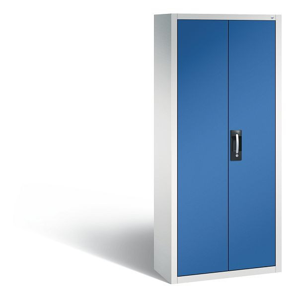 C+P Magazinschrank, H1690xB700xT300 mm, 17 Einlegeböden, 108 Sichtlagerkästen, Grau/Enzianblau, 133413-210 S10030