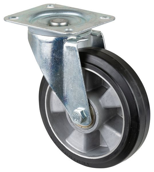 BS rollen transportrol, wielbreedte 50 mm, wiel-Ø 180 mm, draagvermogen 300 kg, zwarte elastische banden, aluminium wiellichaam, kogellagers, L400.B80.180