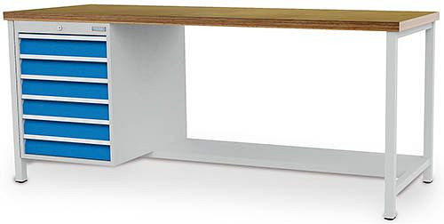 Bedrunka + Hirth box werkbank serie 2000 R18-24, 6x 100mm, lade volledig uittrekbaar 100%, 2000 x 750 x 859 mm, 03.19.18V
