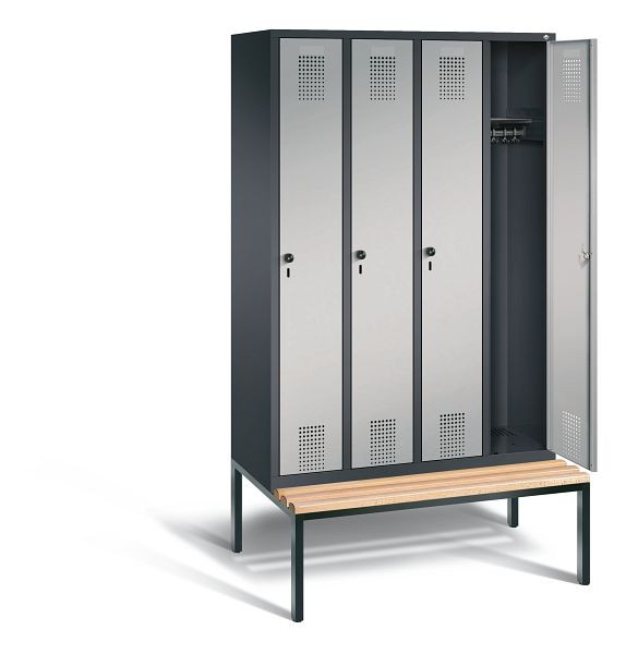 C+P Evolo kleerkast, H2090xW1190xD815mm, kleur: zwart-grijs/wit aluminium, 48050-40 S10051