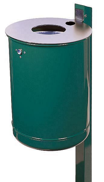 Renner afvalbak "Serie EP" ca. 46,5 L, inclusief asbak, met RVS deksel en paal, mosgroen, 7039-35EP 6005