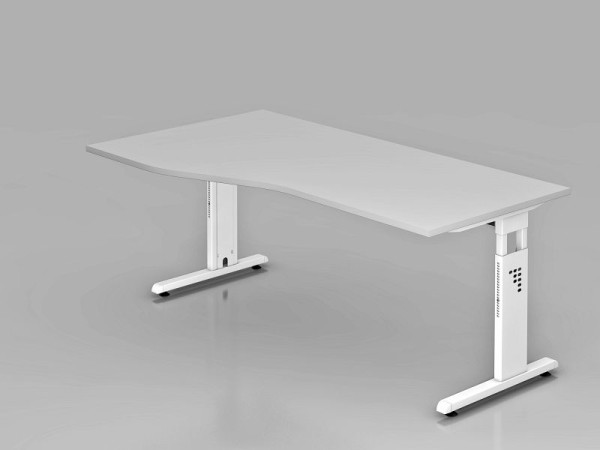 Hammerbacher bureau C-poot 180x100/80cm grijs/wit, werkhoogte 65-85 cm, VOS18/5/W