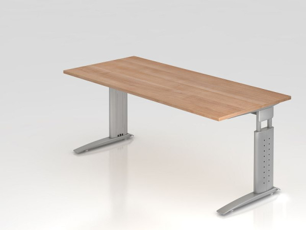 Hammerbacher bureau C-poot 180x80cm walnoot/zilver, werkhoogte 68-86 cm verstelbaar, VUS19/N/S