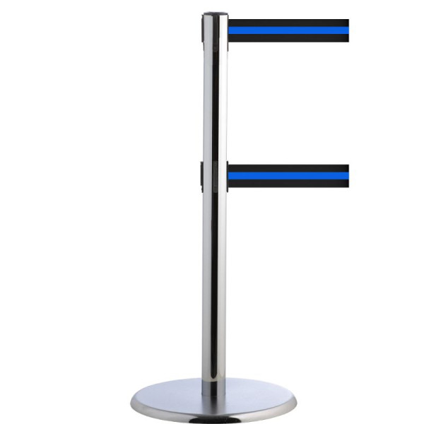 Stein HGS HGS personengeleidingssysteem -P-Line Duo-, chroom, zwart/blauw/zwart horizontaal (gestreept), met riemeindstuk (standaard), riemlengte: 2 x 2,3 m, 14148-1002