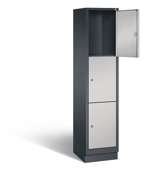 C+P lockerkast Evolo, H1800xB420xD500mm, kleur: zwart-grijs/wit aluminium, 48020-123 S10105
