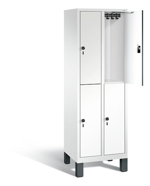 C+P locker 2-laags Evolo, H1850xB610xD500mm, kleur: verkeerswit / decor wit, 48310-20 S10427
