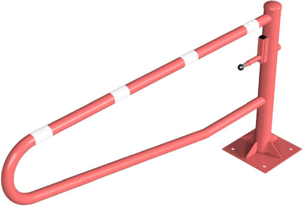 Schake draaihekboom, voor deuvelbevestiging, thermisch verzinkt, totale breedte: 2000 mm, voor hangslot, gecoat, 413_201VBP