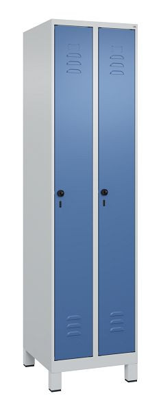 C+P Umkleidespind Classic PLUS, Füße, 2 Abteile, 1950x500x500mm, 7035/5023, Drehriegel, 080010-29 S10005